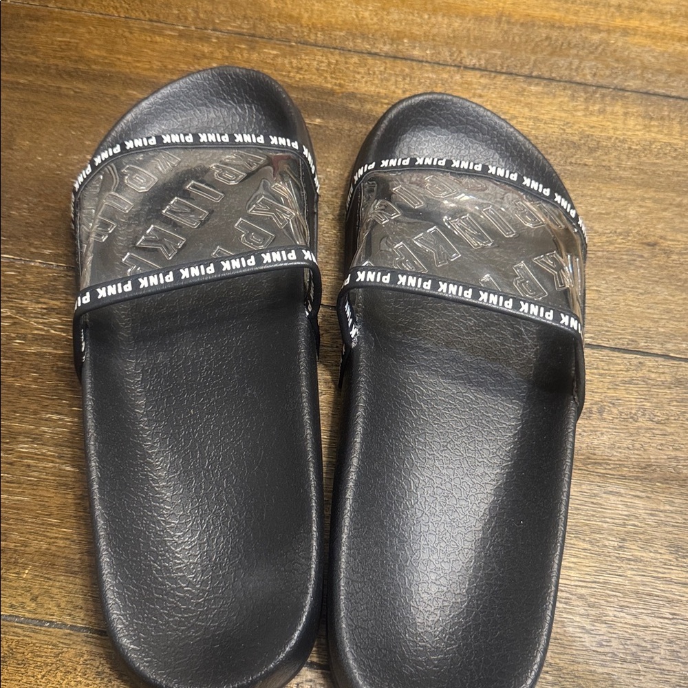 PINK Victoria's Secret Black Slippers
